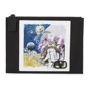Valentino Garavani Black Clutch with Space Print